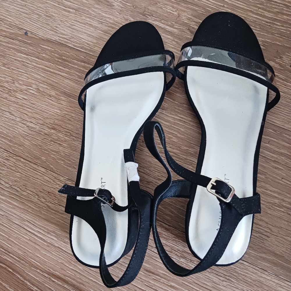 Black square heel with straps by Ashley Stewart in size 12W